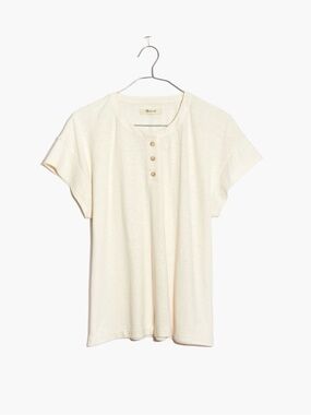 Madewell Ivory Short Sleeve Henley Tee